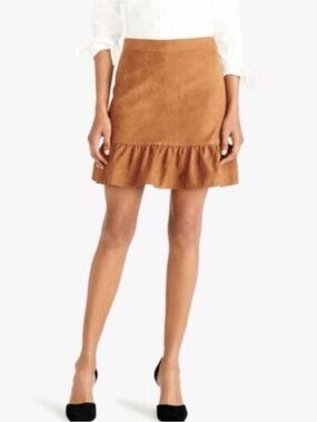 J.Crew Faux Suede Ruffle Hem Skirt